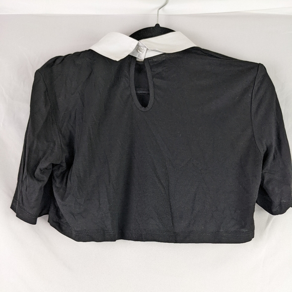 NWT, DE PHILO CROP TOP BLOUSE WITH WHITE COLLAR SIZE SMALL. - Picture 5 of 8